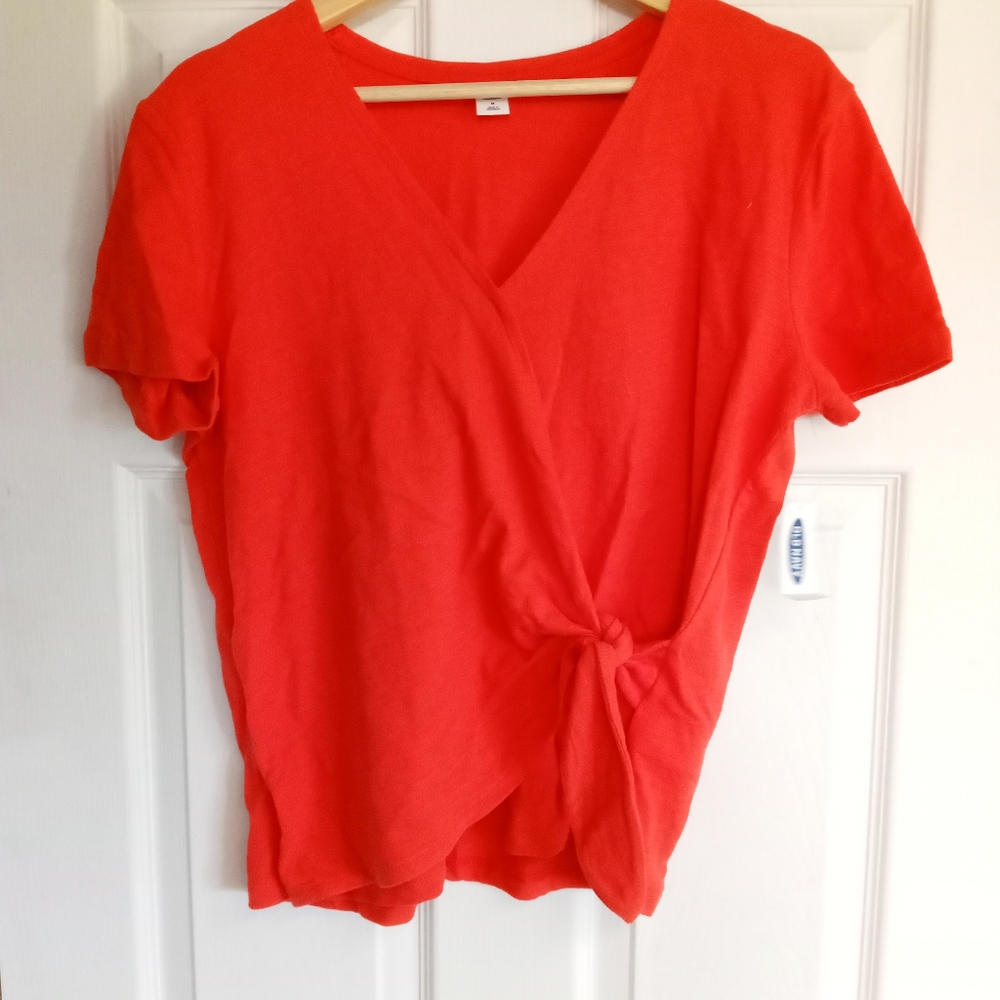 Old Navy Coral Cross Tie Top NWT
